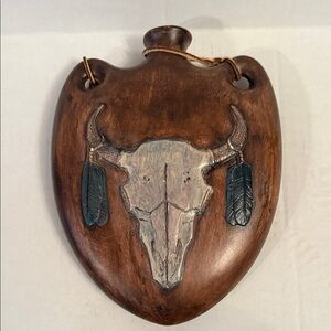 Rustic Brown and Gray Wall Decor with Skull Design